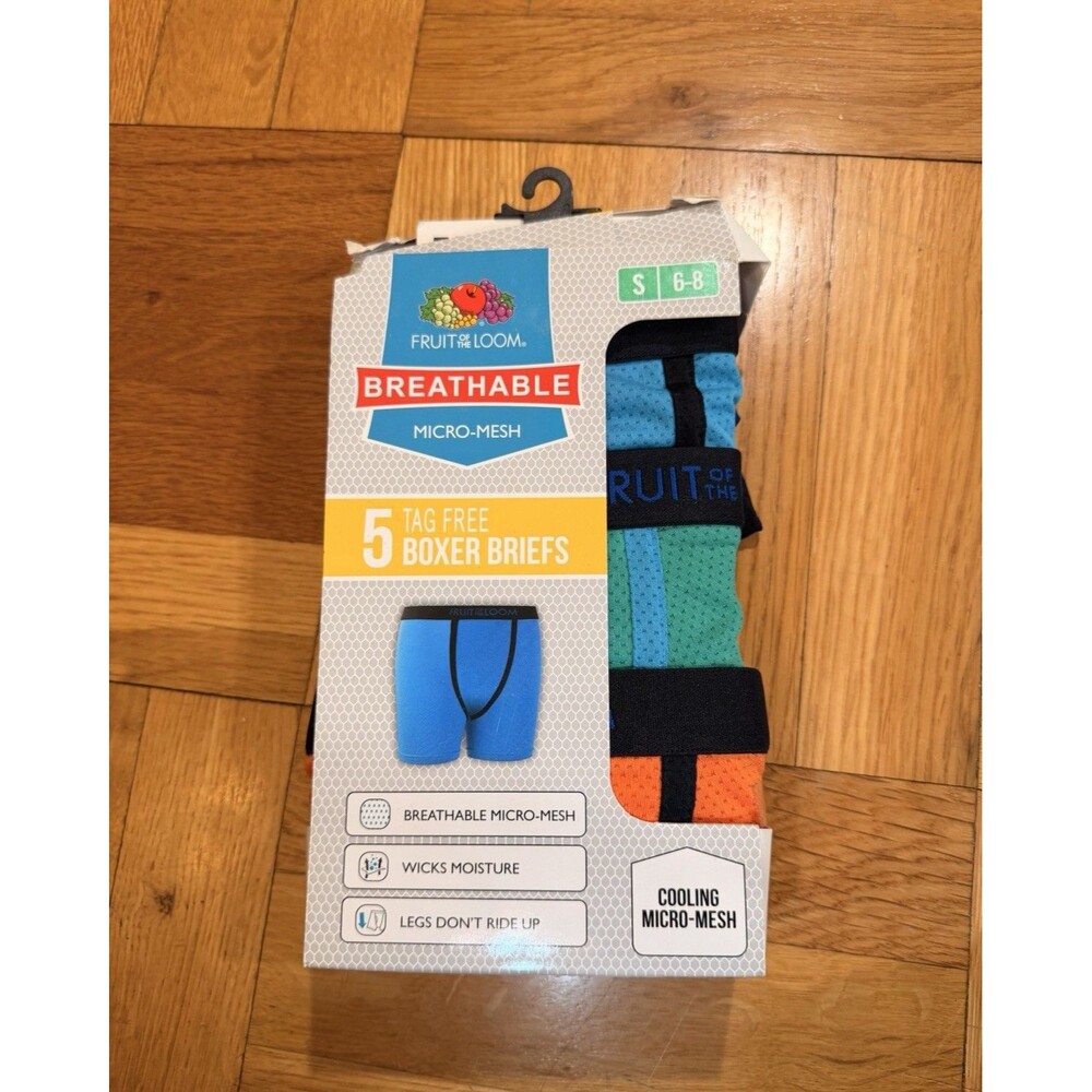 Fruit of the Loom Breathable Micro-Mesh Tagless Boxer Briefs 5-Pack S